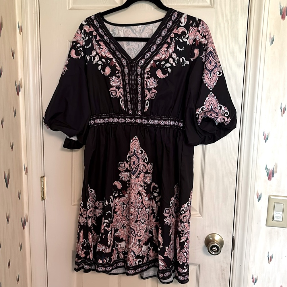 Black and Pink Bohemian Dress